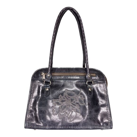 Patricia Nash Calvi Shoulder Bag Tote Studded Embellished Rose Navy Blue Leather - Picture 2 of 15